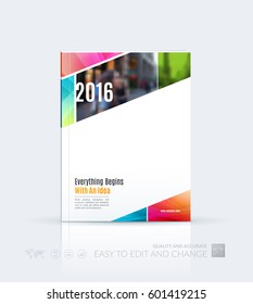 Business vector template. Brochure layout, cover modern design annual report, magazine, flyer in A4 with colourful diagonal geometric shapes for business with abstract texture background.