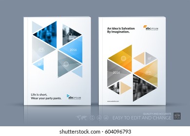 Business vector template. Brochure layout, cover modern design annual report, magazine, flyer in A4 with grey hexagonal, triangular shapes shapes for business with abstract texture background.