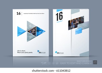 Business vector template. Brochure layout, cover modern design annual report, poster, flyer in A4 with grey triangular shapes for finance with abstract texture background.