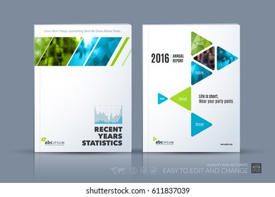 Business vector template. Brochure layout, cover modern design annual report, poster, flyer in A4 with green geometric shapes for construction with abstract texture background.
