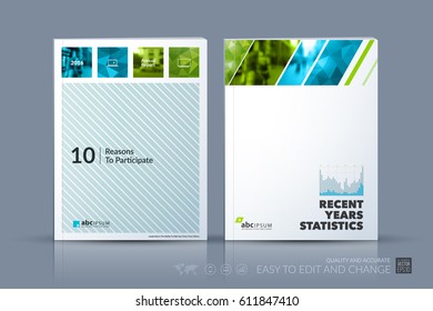 Business vector template. Brochure layout, cover modern design annual report, poster, flyer in A4 with green geometric shapes and grey lines for construction with abstract texture background.