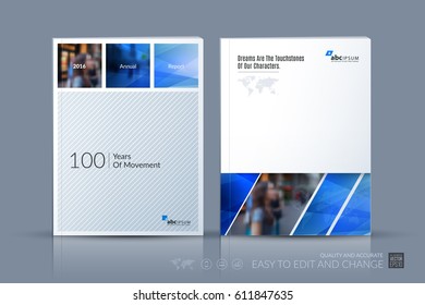 Business vector template. Brochure layout, cover modern design annual report, poster, flyer in A4 with blue geometric shapes and grey lines for construction with abstract texture background.