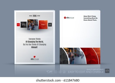  Plantilla de vector de negocio. Diseño del folleto, informe anual de diseño moderno, afiche, volante en A4 con formas geométricas rojas y líneas grises para construcción con fondo de textura abstracta.
