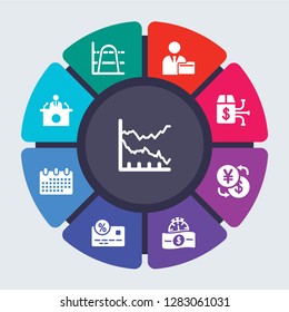 business vector template for infographics. Business concept with 9 options, steps, parts, segments. Banner infographic cycling diagram, round chart