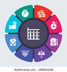 business vector template for infographics. Business concept with 9 options, steps, parts, segments. Banner infographic cycling diagram, round chart