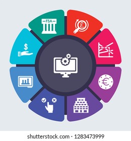 business vector template for infographics. Business concept with 9 options, steps, parts, segments. Banner infographic cycling diagram, round chart