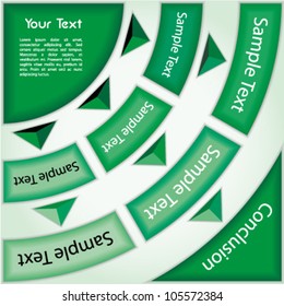 Business vector template with text boxes and arrows in green