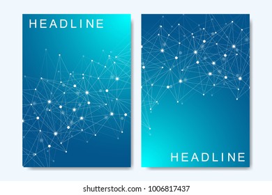 Business vector templates for brochure, cover, flyer, annual report, leaflet. The minimalistic composition hexagonal structure. Future geometric template. Science, medicine, technology background.