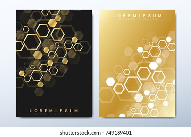 Business vector templates for brochure, cover, flyer, annual report, leaflet. The minimalistic composition hexagonal structure. Future geometric template. Science, medicine, technology background.