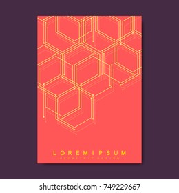 Business vector templates for brochure, cover, flyer, annual report, leaflet. The minimalistic composition hexagonal structure. Future geometric template. Science, medicine, technology background.