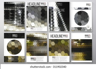 Business vector templates for brochure, flyer or booklet. Night city landscape. Collection of abstract multicolored backgrounds. Natural geometrical patterns. Triangular and hexagonal style vector