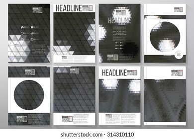 Business vector templates for brochure, flyer or booklet. Catholic church inside. Collection of abstract multicolored backgrounds. Geometrical patterns. Triangular style vector illustration