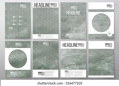 Business vector templates for brochure, flyer or booklet. Sea landscape. Collection of abstract multicolored backgrounds. Natural geometrical patterns. Triangular and hexagonal style vector