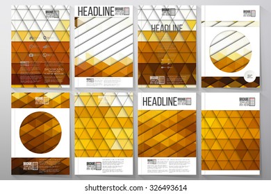 Business vector templates for brochure, flyer or booklet. Night city landscape. Collection of abstract multicolored backgrounds. Natural geometrical patterns. Triangular style vector illustration.