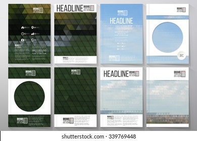 Business vector templates for brochure, flyer or booklet. Park landscape. Collection of abstract multicolored backgrounds. Natural geometrical patterns. Triangular style vector illustration