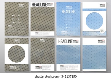 Business vector templates for brochure, flyer or booklet. Dry land and blue sky with clouds. Abstract multicolored backgrounds. Natural geometrical patterns. Triangular, hexagonal style vector 