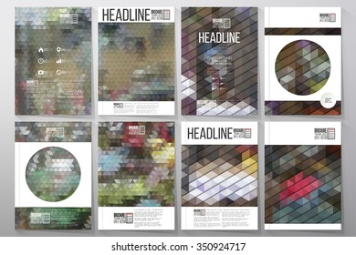 Business vector templates for brochure, flyer or booklet. Collection of abstract multicolored backgrounds. Natural geometrical patterns. Triangular style vector illustration