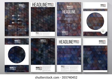 Business vector templates for brochure, flyer or booklet. Graffiti wall. Collection of abstract multicolored backgrounds. Geometrical patterns. Triangular style vector 