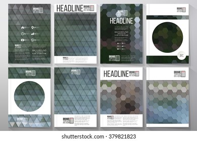 Business vector templates for brochure, flyer or booklet. Park landscape. Collection of abstract multicolored backgrounds. Natural geometrical patterns. Triangular and hexagonal style vector