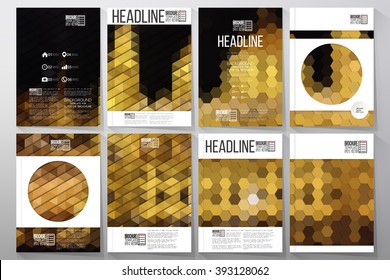 Business vector templates for brochure, flyer or booklet. Night lights in the city. Collection of abstract multicolored backgrounds. Natural geometrical patterns. Triangular and hexagonal style vector