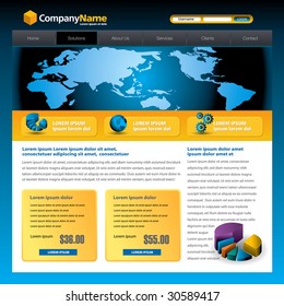 Business vector web site design template with a pie chart