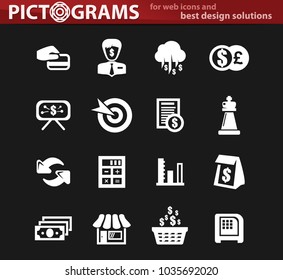 Business vector white icons for user interface design