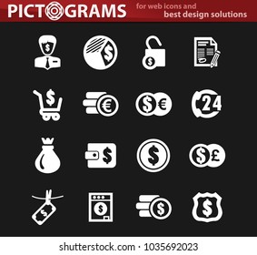 Business vector white icons for user interface design
