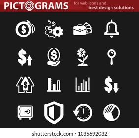Business vector white icons for user interface design