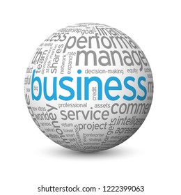 BUSINESS vector word cloud on sphere