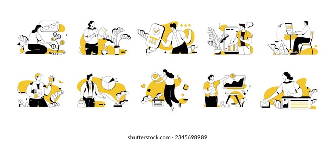 Business Vectors Illustration Flat Line