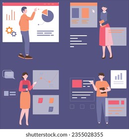 Business Vectors and Illustrations Business people working together Flat modern vector illustration office employee