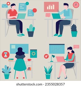 Business Vectors and Illustrations Business people working together Flat modern vector illustration office employee