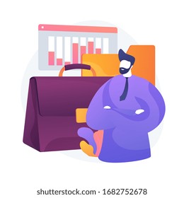 Business venture. Enterprise organization, launching startups, running business. Confident businessman, self assured chief, experienced boss. Vector isolated concept metaphor illustration