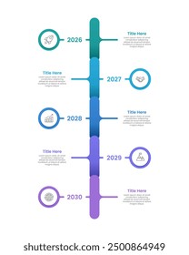 Business Vertical Infographic Timeline. 5 Steps to Business Operation Plan for Success. Presentation, Marketing, and Annual Report. Vector illustration.