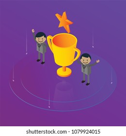 Business victory flat isometric vector concept
