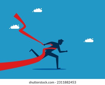 Business victory. man runs to the finish line first