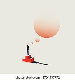 Business victory, winner and leader vector concept. Businessman on podium. Ambition, motivation, achievement and success symbol. Eps10 illustration.