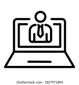 Business video call icon. Outline business video call vector icon for web design isolated on white background