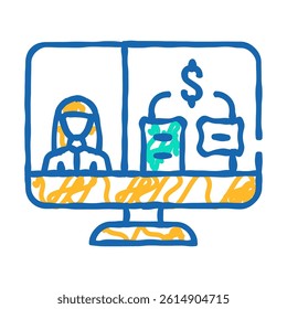 business video conference doodle icon sketch vector. business video conference sign. isolated symbol illustration