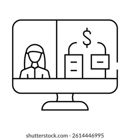business video conference line icon vector. business video conference sign. isolated contour symbol black illustration