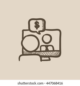 Business video negotiations vector sketch icon isolated on background. Hand drawn Business video negotiations icon. Business video negotiations sketch icon for infographic, website or app.