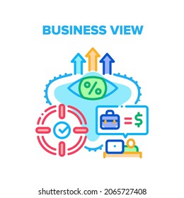 Business View Vector Icon Concept. Startup Idea And Target, Strategy, Development And Business View. Management Company And Employees For Growing Financial Profit Color Illustration