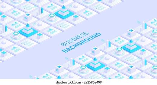 Business virtual concept. Digital technology world. Internet connection, abstract sense of science and technology graphic design background. Isometric vector illustration