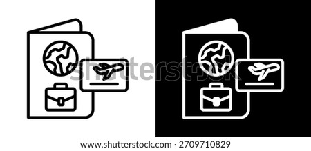 Business Visa Icon whiteblack Vector Illustration