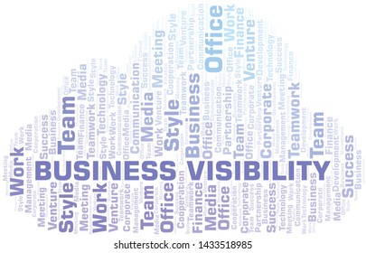 Business Visibility word cloud. Collage made with text only.