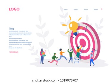 Business Vision, big target with people, teamwork, people run to their goal, move up motivation, target achievement,  successful contract team work, Concept for web page, banner, presentation.