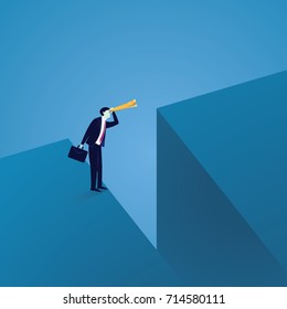 Business Vision Concept. Looking Far Away with Telescope