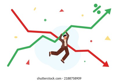 Business Vision Concepts. Global Economic Recession Or Stagnation. Stock Market Or Asset Slump. Economic Growth. Flat Vector Illustrations