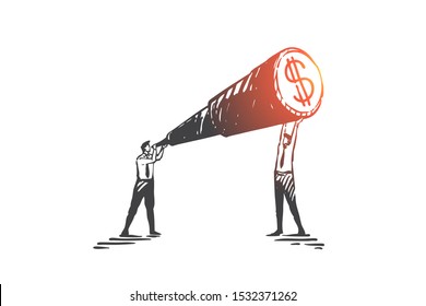 Business vision, cooperation, teamwork concept sketch. Hand drawn isolated vector