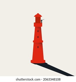 Business vision and direction vector concept. Symbol of lighthouse, strategy, mission. Minimal design eps10 illustration.